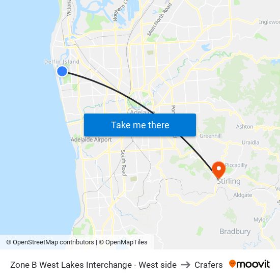 Zone B West Lakes Interchange - West side to Crafers map