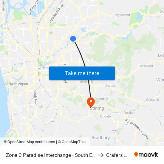 Zone C Paradise Interchange - South East side to Crafers West map