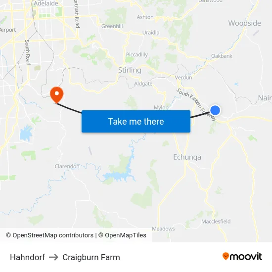 Hahndorf to Craigburn Farm map
