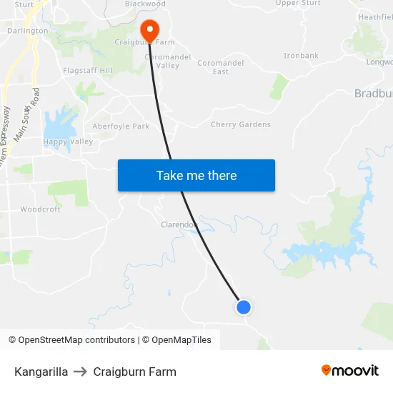 Kangarilla to Craigburn Farm map