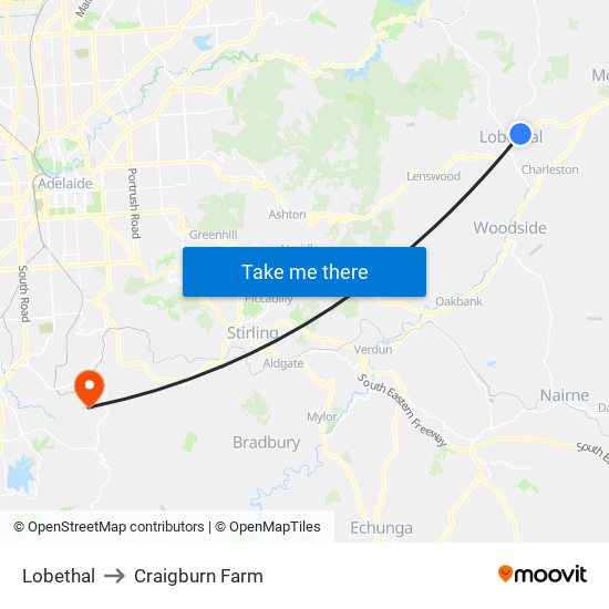 Lobethal to Craigburn Farm map