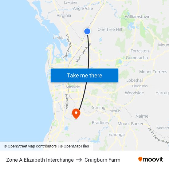 Zone A Elizabeth Interchange to Craigburn Farm map