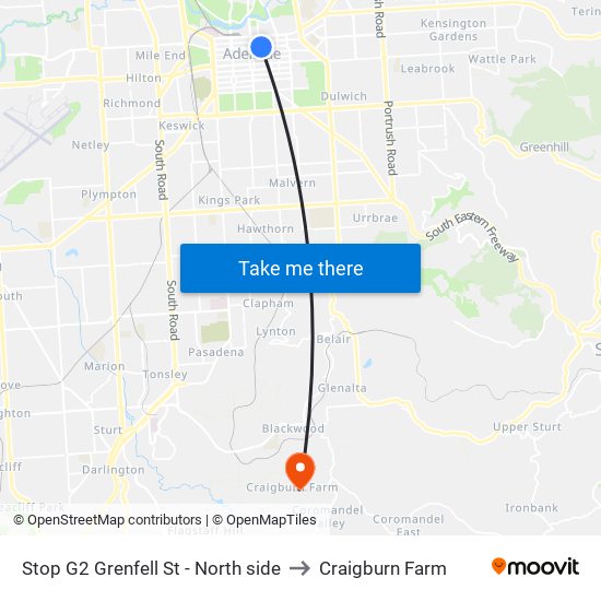 Stop G2 Grenfell St - North side to Craigburn Farm map