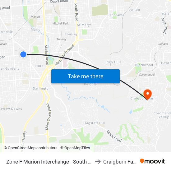 Zone F Marion Interchange - South side to Craigburn Farm map