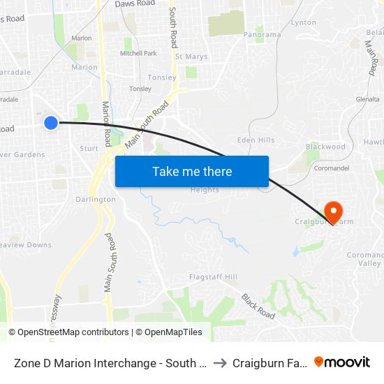 Zone D Marion Interchange - South side to Craigburn Farm map