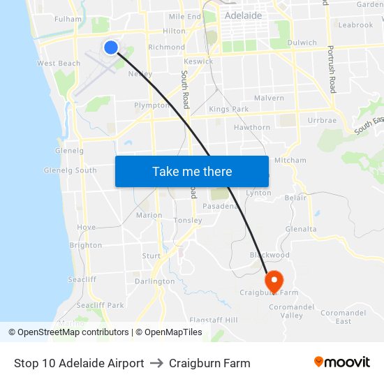 Stop 10 Adelaide Airport to Craigburn Farm map