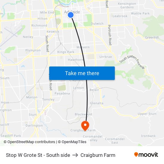 Stop W Grote St - South side to Craigburn Farm map