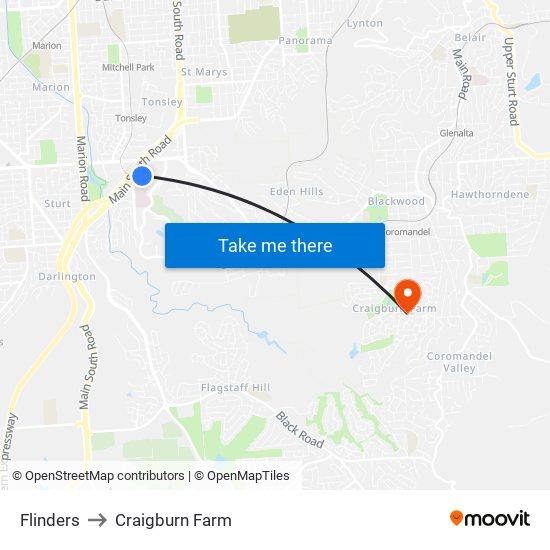 Flinders to Craigburn Farm map