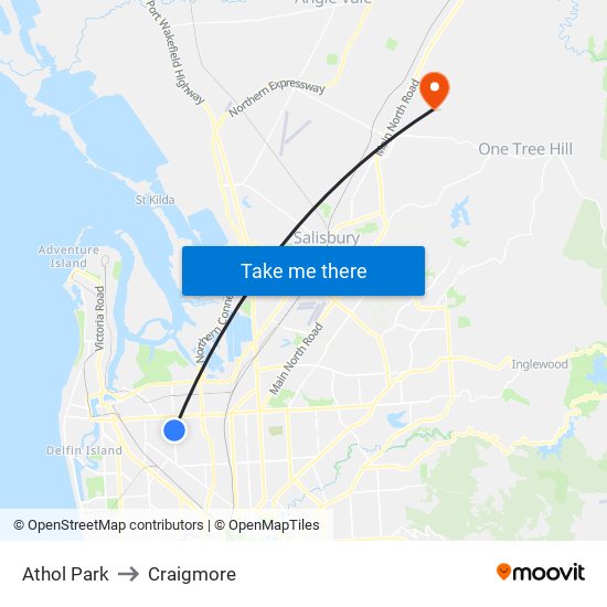 Athol Park to Craigmore map