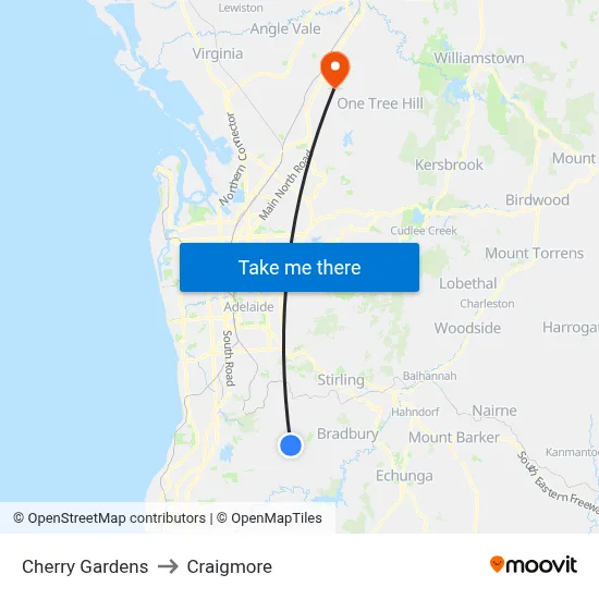 Cherry Gardens to Craigmore map