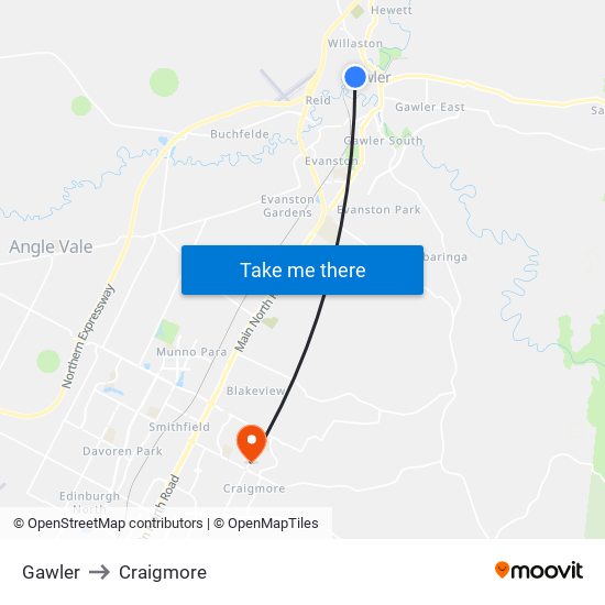 Gawler to Craigmore map