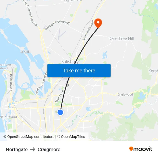 Northgate to Craigmore map