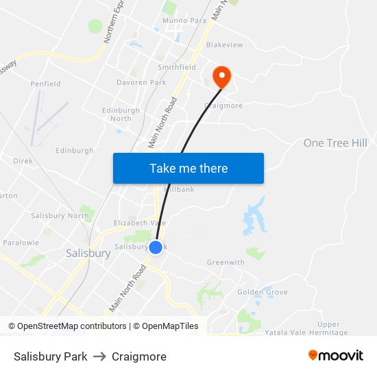 Salisbury Park to Craigmore map