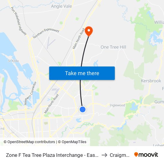 Zone F Tea Tree Plaza Interchange - East side to Craigmore map