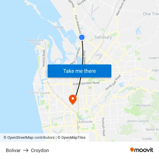 Bolivar to Croydon map