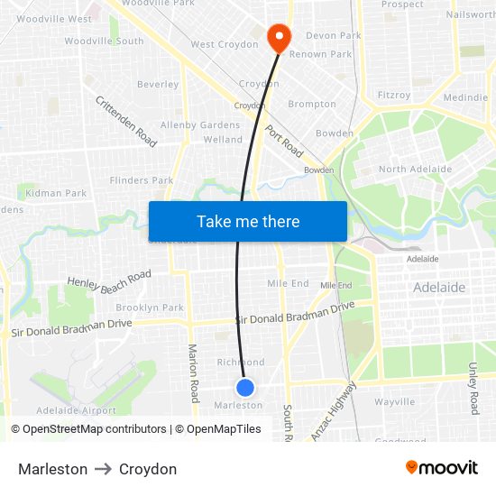 Marleston to Croydon map