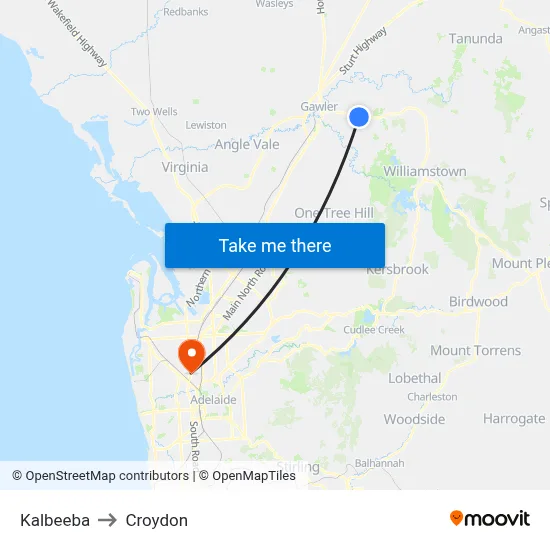 Kalbeeba to Croydon map