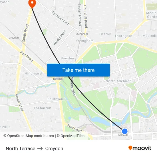 North Terrace to Croydon map