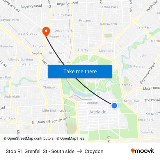 Stop R1 Grenfell St - South side to Croydon map