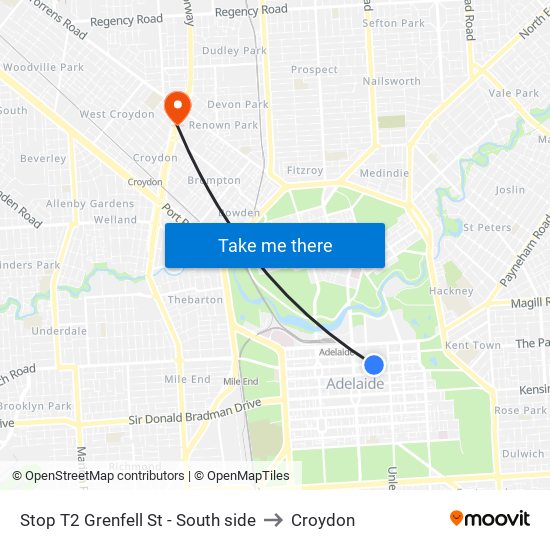 Stop T2 Grenfell St - South side to Croydon map