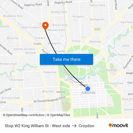 Stop W2 King William St - West side to Croydon map