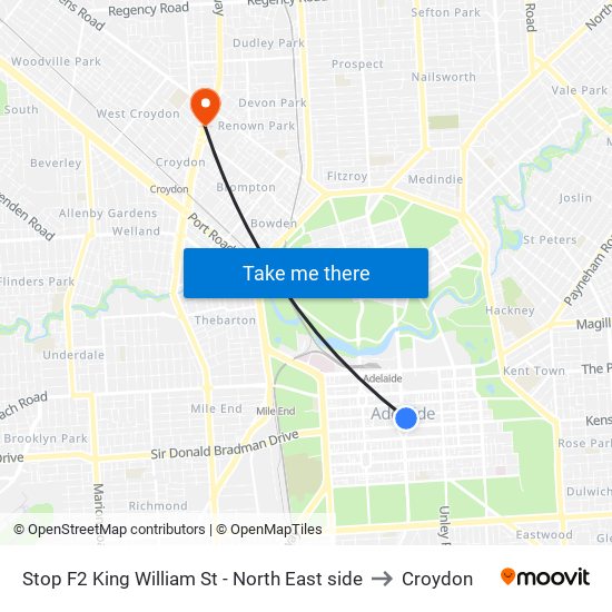 Stop F2 King William St - North East side to Croydon map