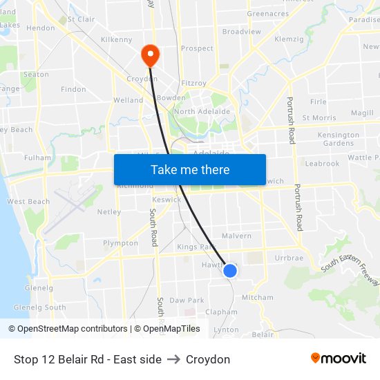 Stop 12 Belair Rd - East side to Croydon map