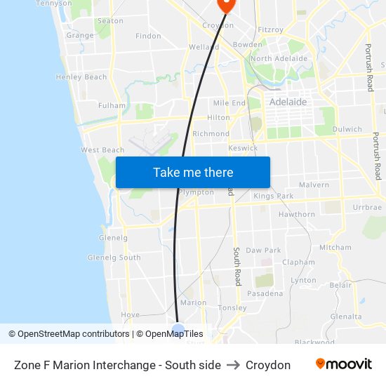 Zone F Marion Interchange - South side to Croydon map