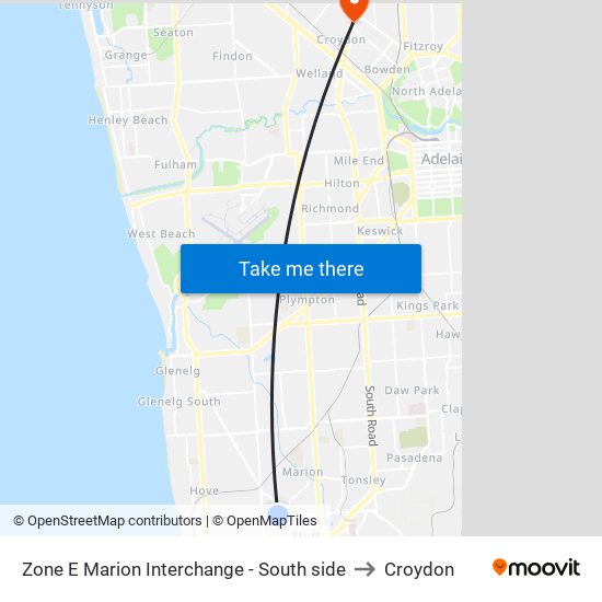 Zone E Marion Interchange - South side to Croydon map