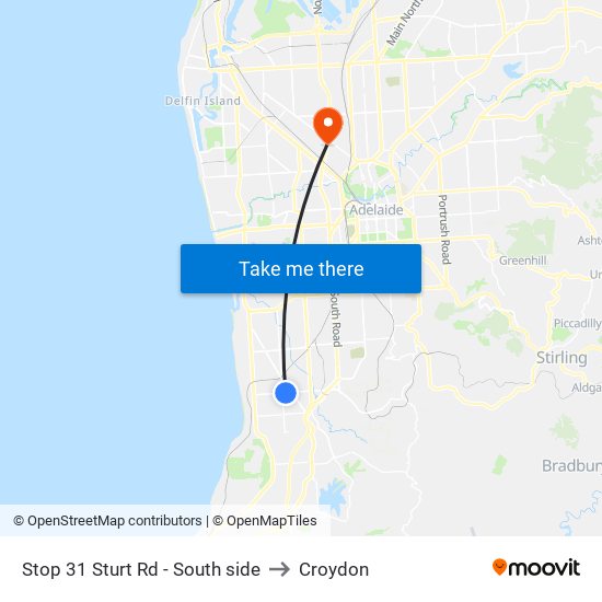 Stop 31 Sturt Rd - South side to Croydon map