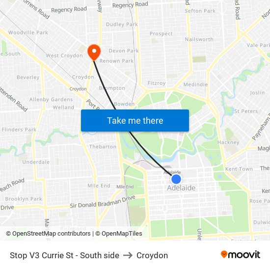 Stop V3 Currie St - South side to Croydon map