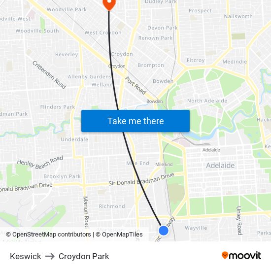 Keswick to Croydon Park map