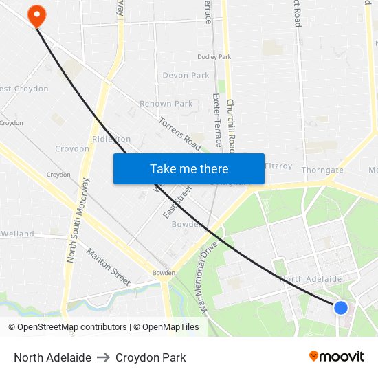 North Adelaide to Croydon Park map