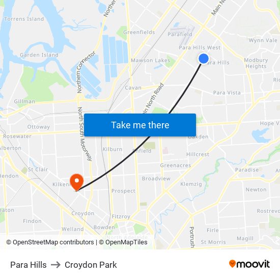 Para Hills to Croydon Park map