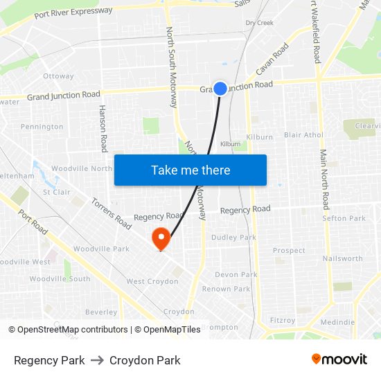 Regency Park to Croydon Park map