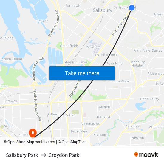 Salisbury Park to Croydon Park map