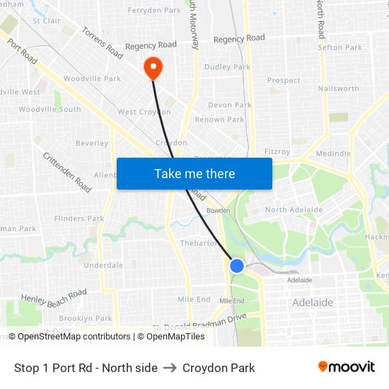 Stop 1 Port Rd - North side to Croydon Park map