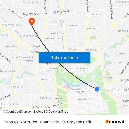 Stop R1 North Tce - South side to Croydon Park map