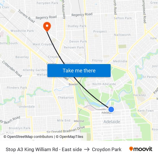 Stop A3 King William Rd - East side to Croydon Park map