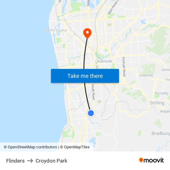 Flinders to Croydon Park map