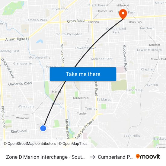 Zone D Marion Interchange - South side to Cumberland Park map