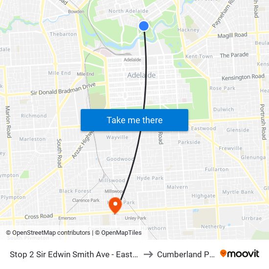Stop 2 Sir Edwin Smith Ave - East side to Cumberland Park map