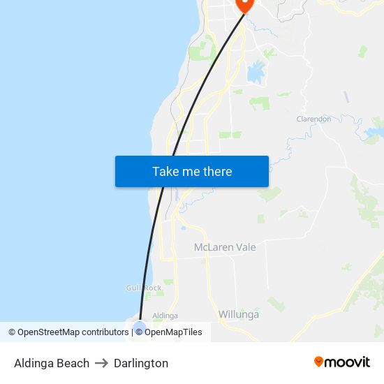 Aldinga Beach to Darlington map