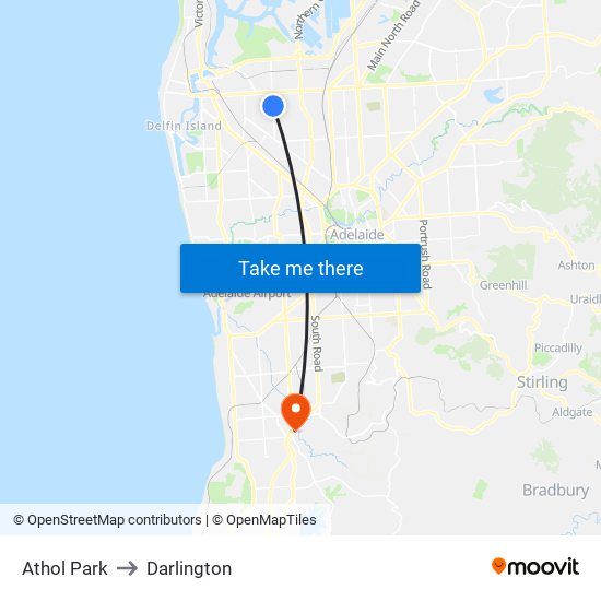 Athol Park to Darlington map