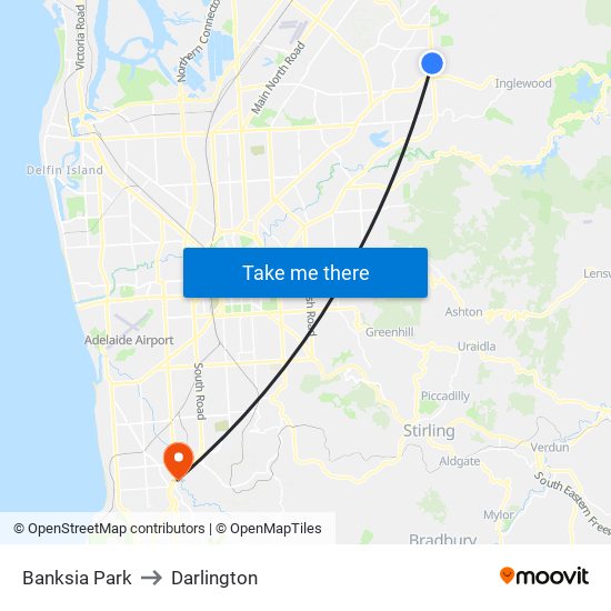 Banksia Park to Darlington map