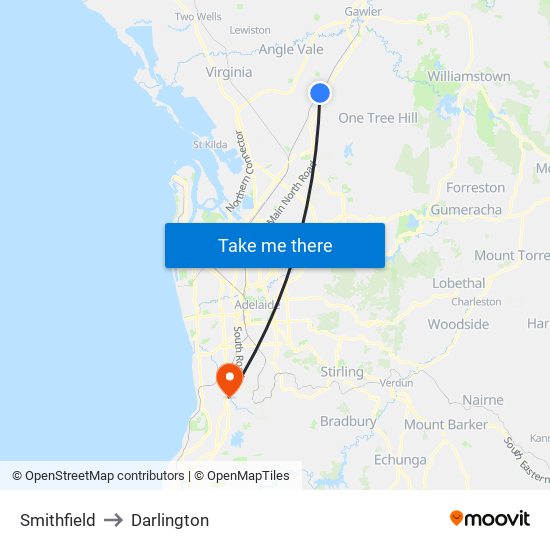 Smithfield to Darlington map