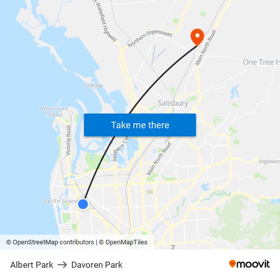 Albert Park to Davoren Park map