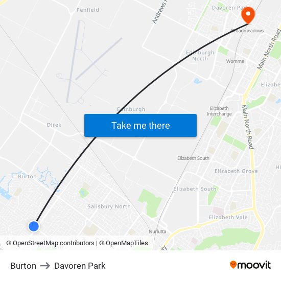 Burton to Davoren Park map