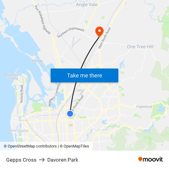 Gepps Cross to Davoren Park map