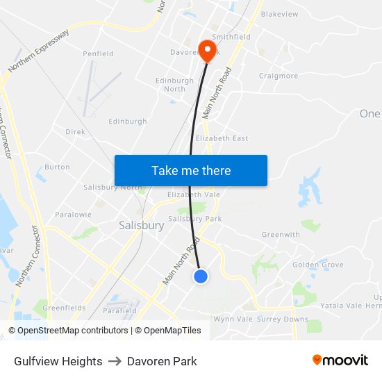 Gulfview Heights to Davoren Park map